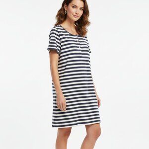 Max Edition Dress Size XL Terry Cloth Nautical Boat Fishing Navy Striped